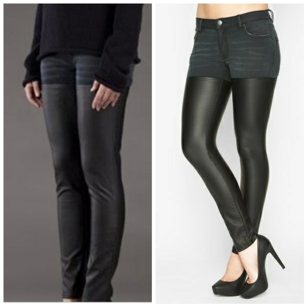 BCBGeneration Blue and Black Faux Leather Jeans - Picture 2 of 12